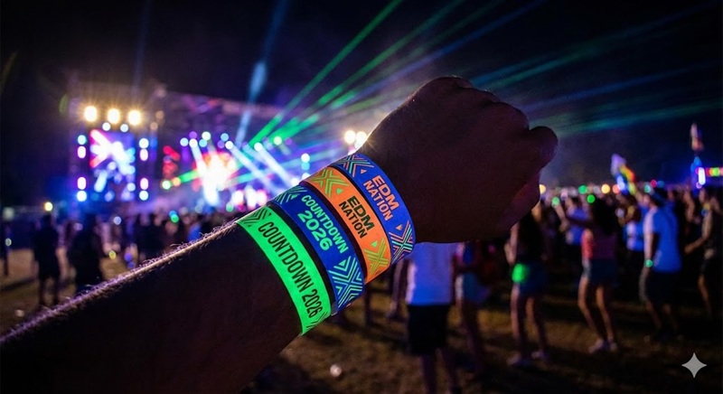 Mẫu thiết kế vòng tay giấy dạ quang phát sáng nổi bật dành cho lễ hội âm nhạc EDM và sự kiện Countdown.