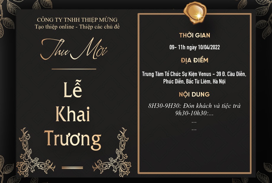 Mẫu thiệp mời đẹp ấn tượng