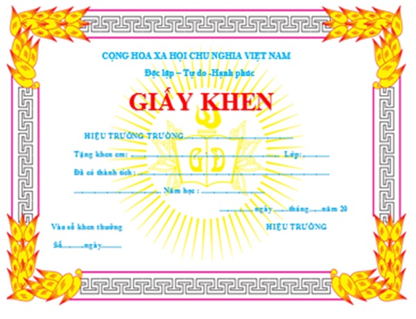 In giấy khen học sinh theo yêu cầu