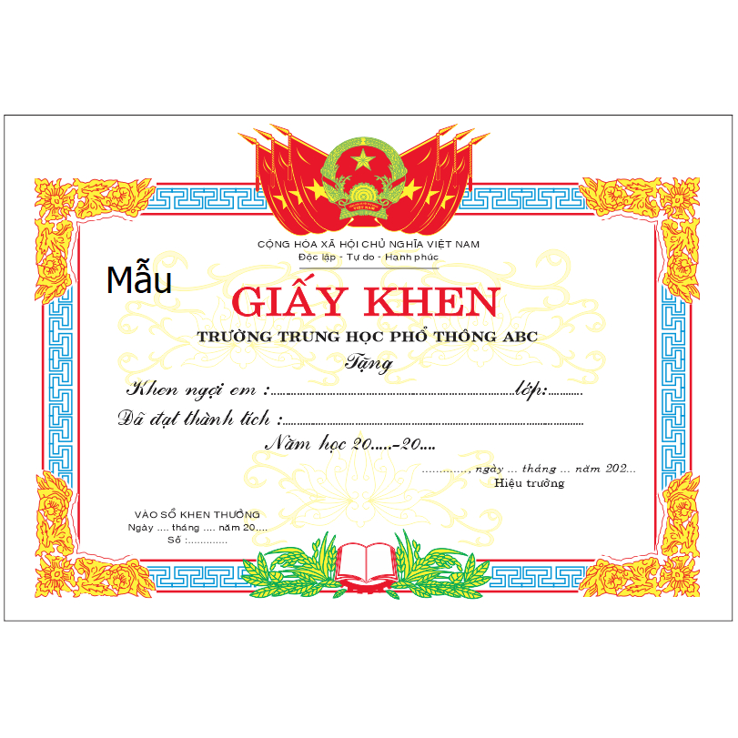 Mẫu giấy khen đẹp ấn tượng