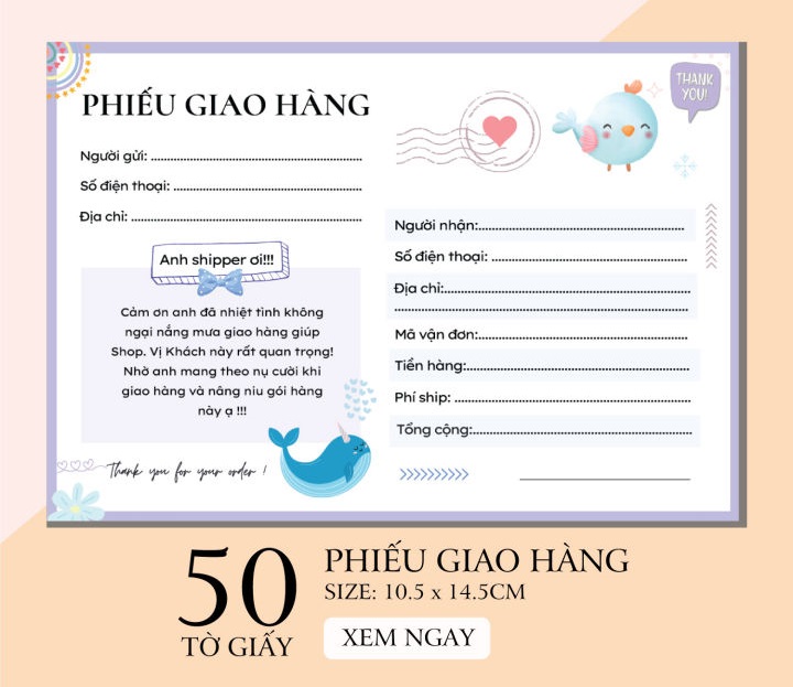 Mẫu phiếu giao hàng phổ biến