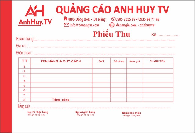 Mẫu phiếu giao hàng phổ biến