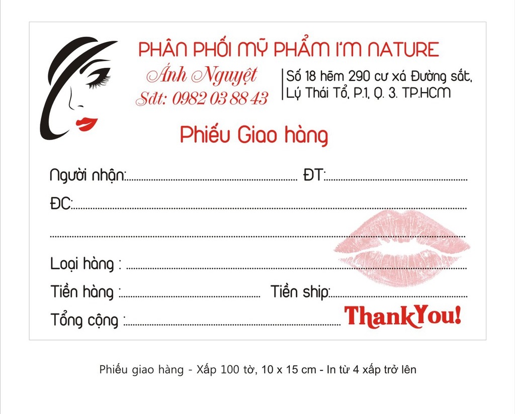 Mẫu phiếu giao hàng phổ biến