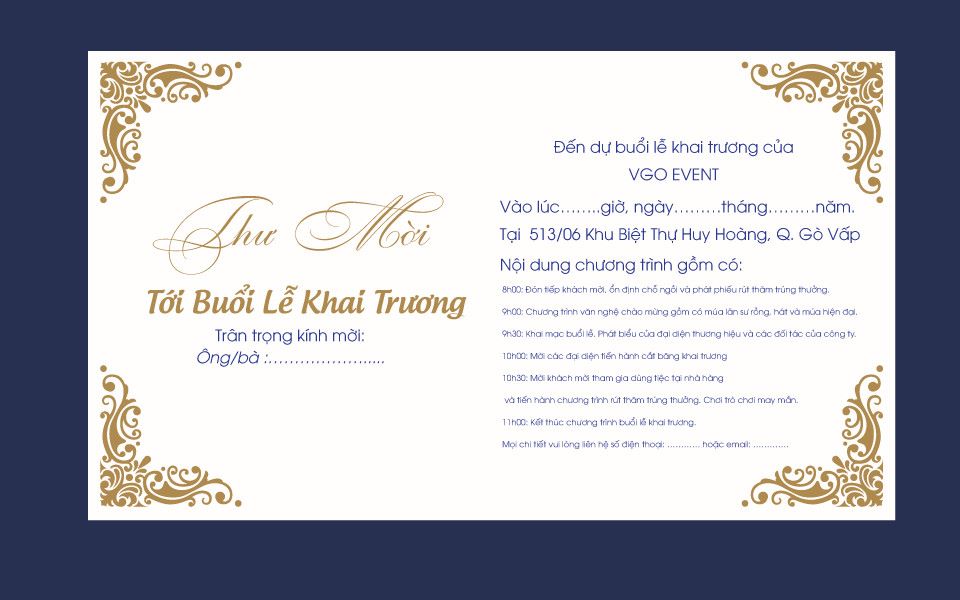 Các mẫu thiệp mời khai trương phổ biến