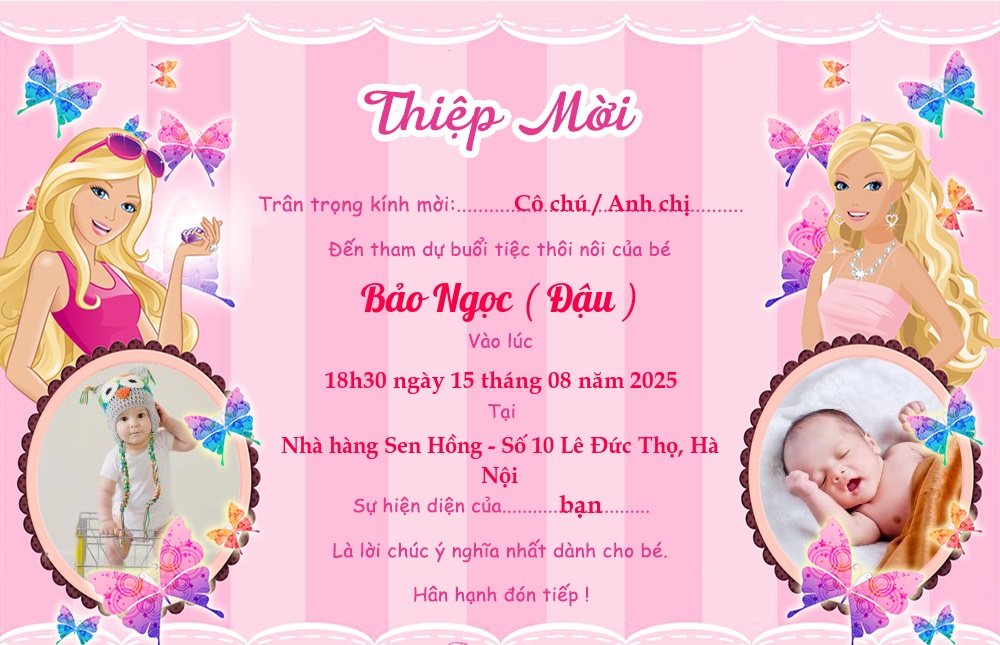 Mẫu thiệp mời thôi nôi đẹp