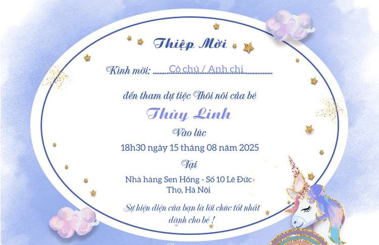 Mẫu thiệp mời thôi nôi đẹp