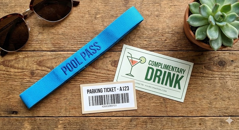 Vòng đeo tay + Vé giữ xe + Phiếu nước uống