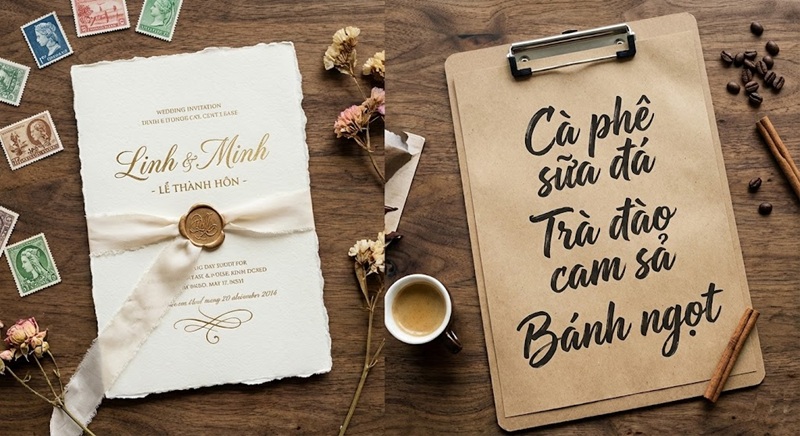 Tổng hợp font chữ Việt hóa viết tay đẹp cho thiệp cưới và menu nhà hàng.
