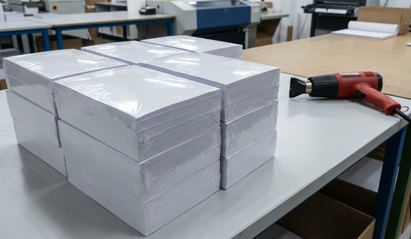 Đóng gói màng co nilon chống nước cho tờ rơi và catalogue.