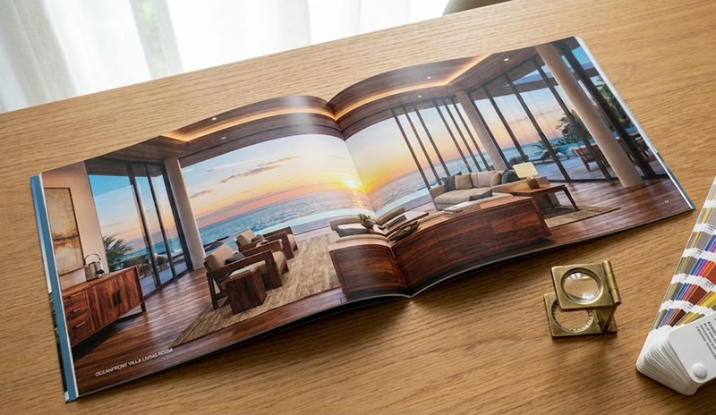 Cuốn brochure dự án bất động sản với hình ảnh in offset sắc nét chuẩn màu.