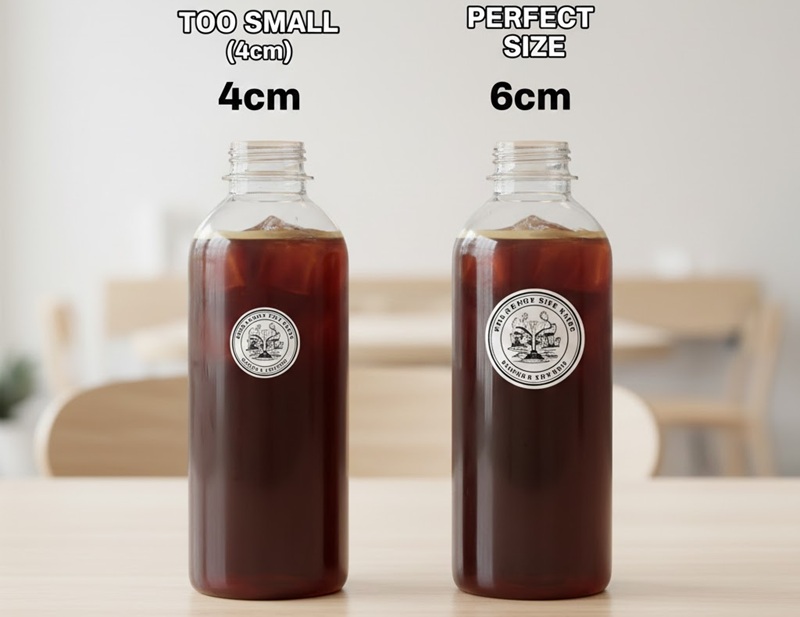 So sánh kích thước tem chai 500ml