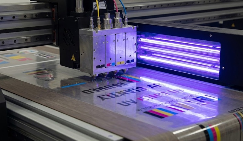 Công nghệ in UV sấy khô mực bằng tia cực tím trên nhựa.