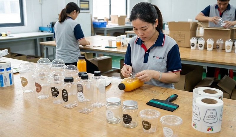 Dịch vụ in logo lên ly nhựa giá rẻ số lượng ít.