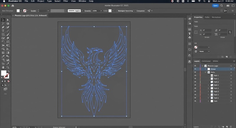 Giao diện chỉnh sửa file vector bằng các đường path trong Adobe Illustrator