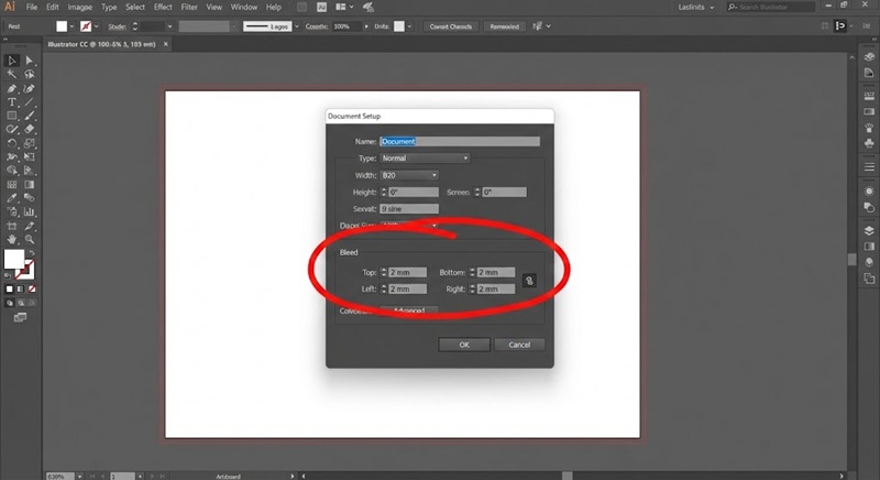 Cách cài đặt vùng bù xén Bleed trong phần mềm Adobe Illustrator