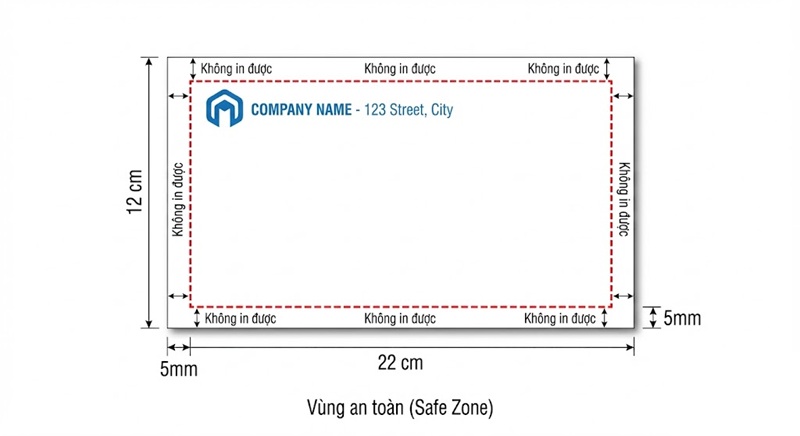 Hướng dẫn thiết kế file in bao thư trên phôi có sẵn tránh bị cắt mất chữ.