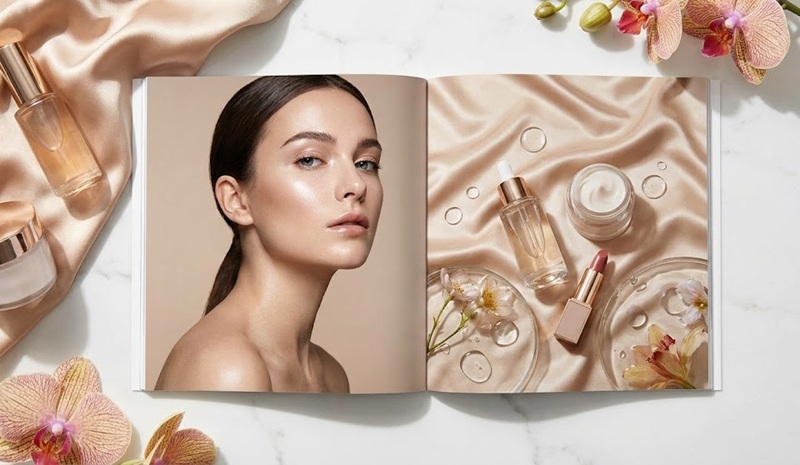 Mẫu thiết kế catalogue mỹ phẩm đẹp phong cách sang trọng.