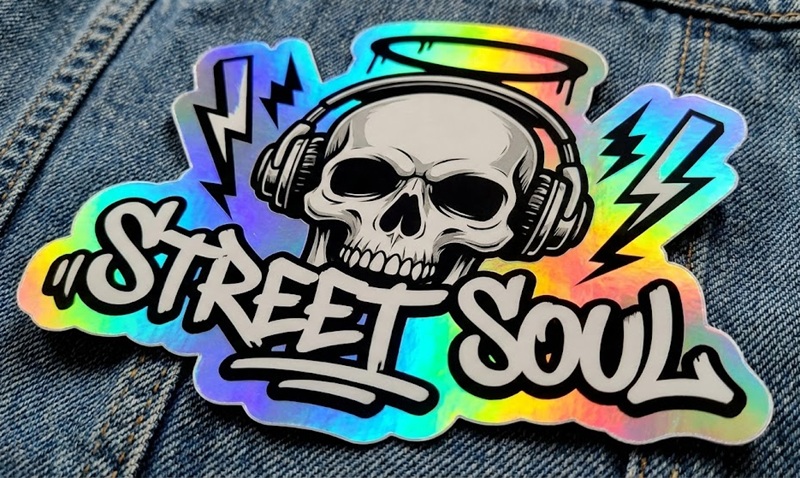 Mẫu in sticker decal 7 màu hiệu ứng lót trắng cục bộ đẹp mắt.