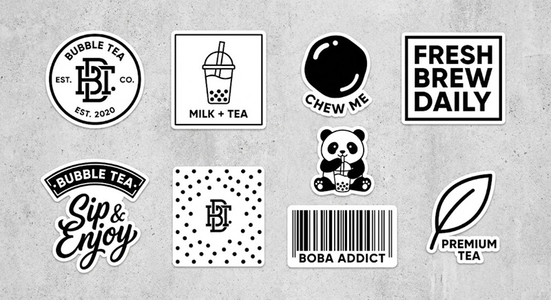 Thiết kế tem nhãn đen trắng ngầu cho quán cafe