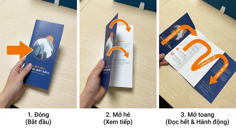 Trải nghiệm đọc tờ rơi gấp 4 theo trình tự story telling