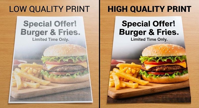 So sánh màu sắc in ấn tại In Sài Gòn Giá Rẻ và tiệm photo thường.