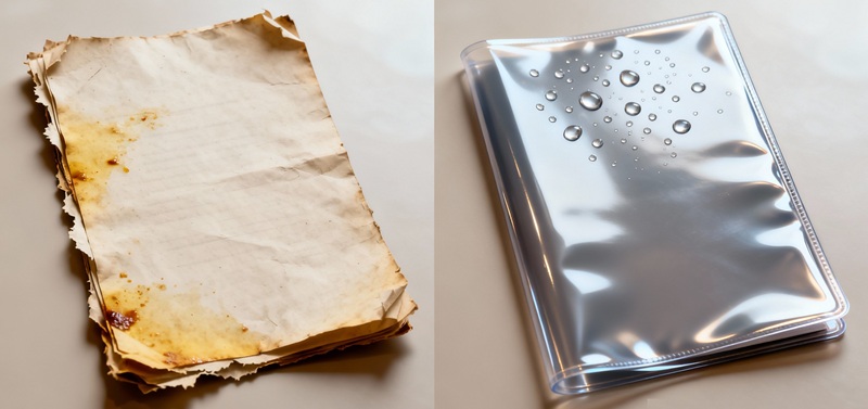 So sánh độ bền giữa menu giấy ép plastic và menu nhựa PVC chống nước.