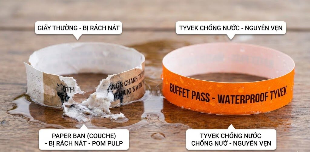 So Sánh Vòng Tay Giấy Tyvek và Giấy Couche: Loại Nào Tốt Nhất Cho Nhà Hàng Buffet?
