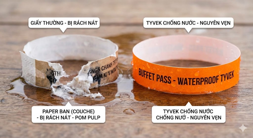 So Sánh Vòng Tay Giấy Tyvek và Giấy Couche: Loại Nào Tốt Nhất Cho Nhà Hàng Buffet?