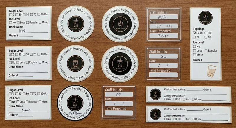 Mẫu tem dán ly có ô tích điểm và ghi chú đường đá