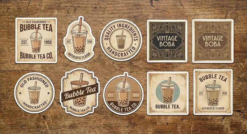 Bộ sưu tập tem nhãn vintage hoài cổ màu vàng nghệ