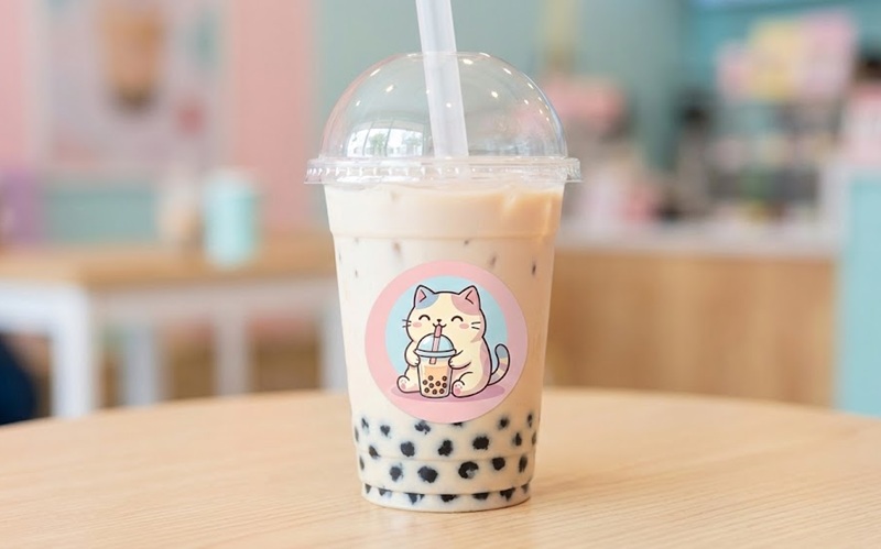 Mẫu tem trà sữa cute dễ thương