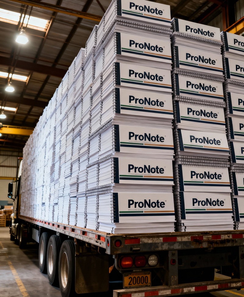 Giao hàng 2000 cuốn sổ tay lò xo cho khách hàng.