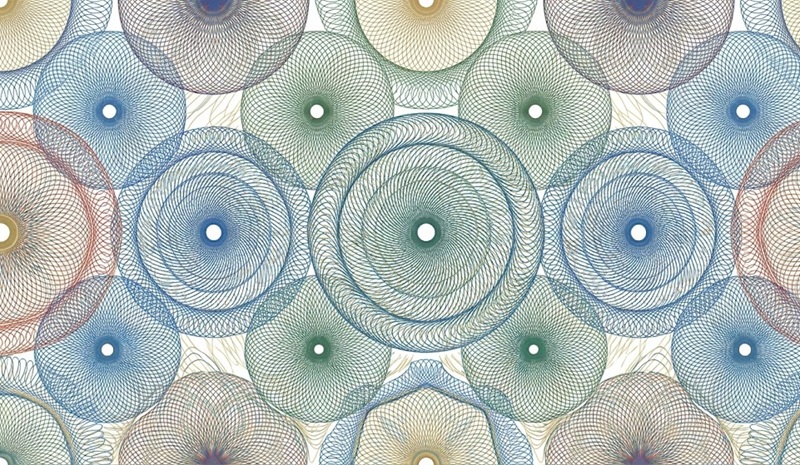 Hoa văn bảo mật Guilloche in tem chống giả.