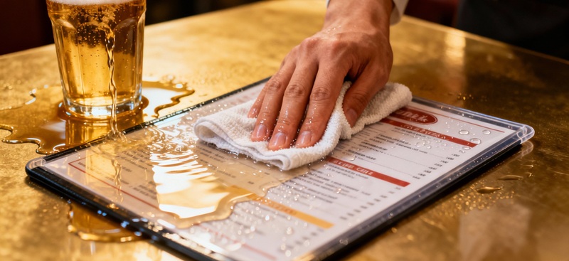 Menu nhựa dễ dàng vệ sinh lau chùi khi bị đổ nước.