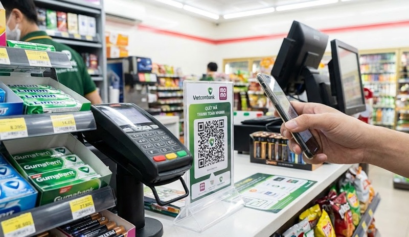 Biển mica A6 in mã QR Code thanh toán để quầy thu ngân.