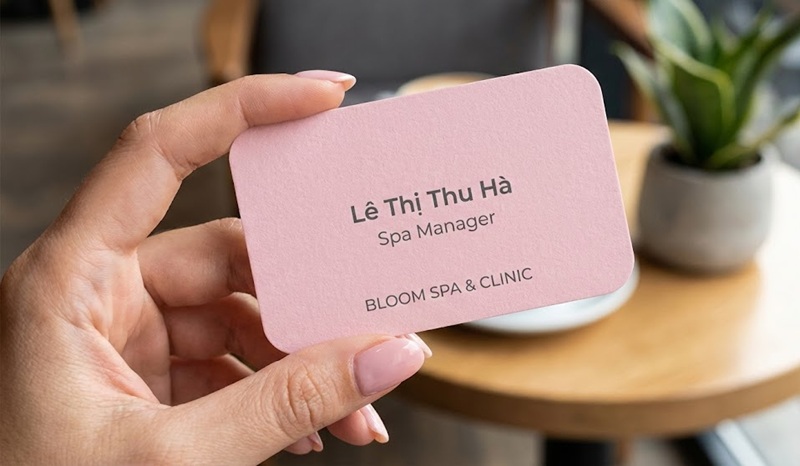 Mẫu card visit bo tròn góc hiện đại cho ngành làm đẹp.
