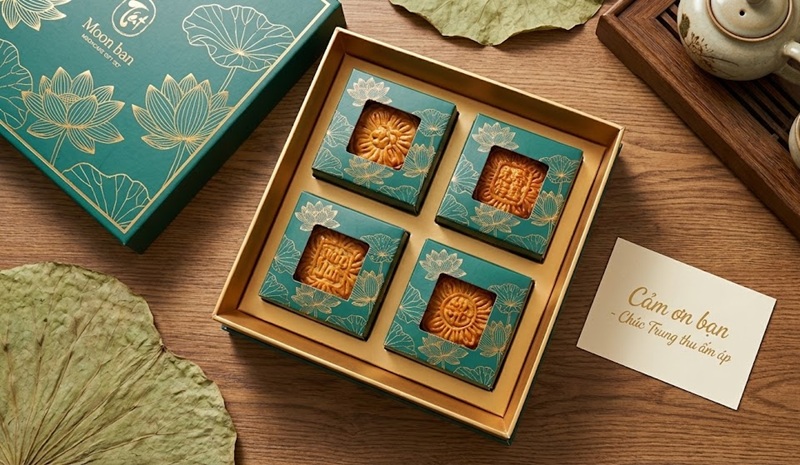 Cấu tạo bên trong hộp bánh trung thu 4 bánh có vách ngăn.