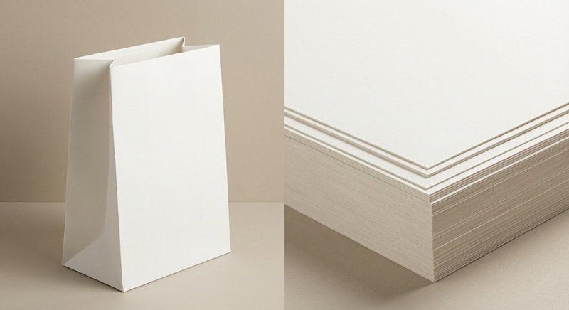 Chất liệu giấy Ivory 350gsm dày dặn in túi giấy cao cấp.