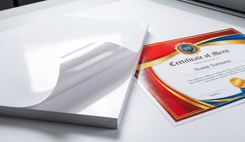 Bề mặt giấy Couche bóng láng mịn in hình ảnh sắc nét.