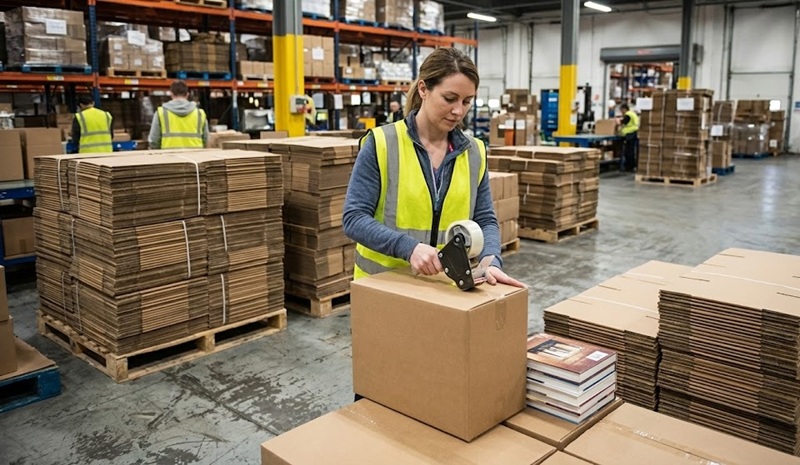 Quy trình đóng gói hàng hóa bằng hộp carton ship COD.