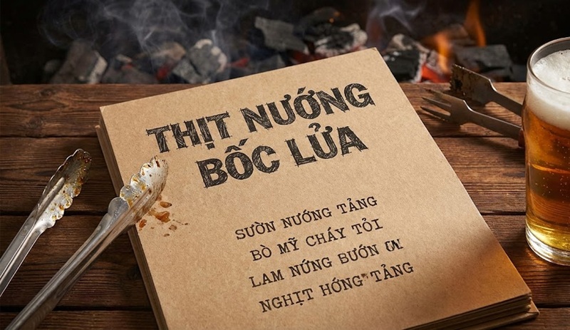 Font chữ ngầu bụi bặm cho menu quán nướng BBQ.