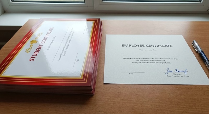 So sánh giấy in bằng khen Couche và giấy Fort.