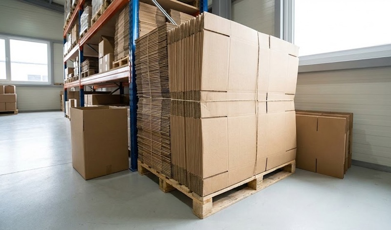 Hộp carton nắp gài dạng phẳng dễ lưu kho.