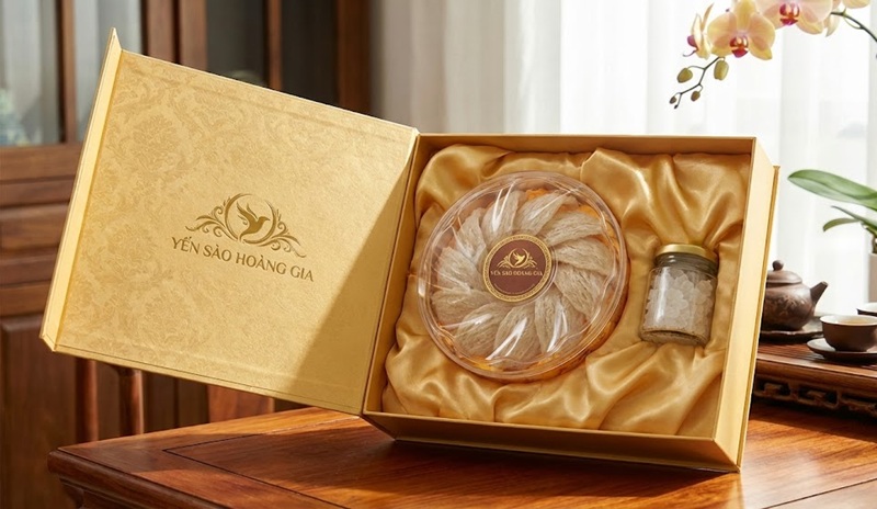 Mẫu hộp cứng đựng yến sào nắp nam châm sang trọng.