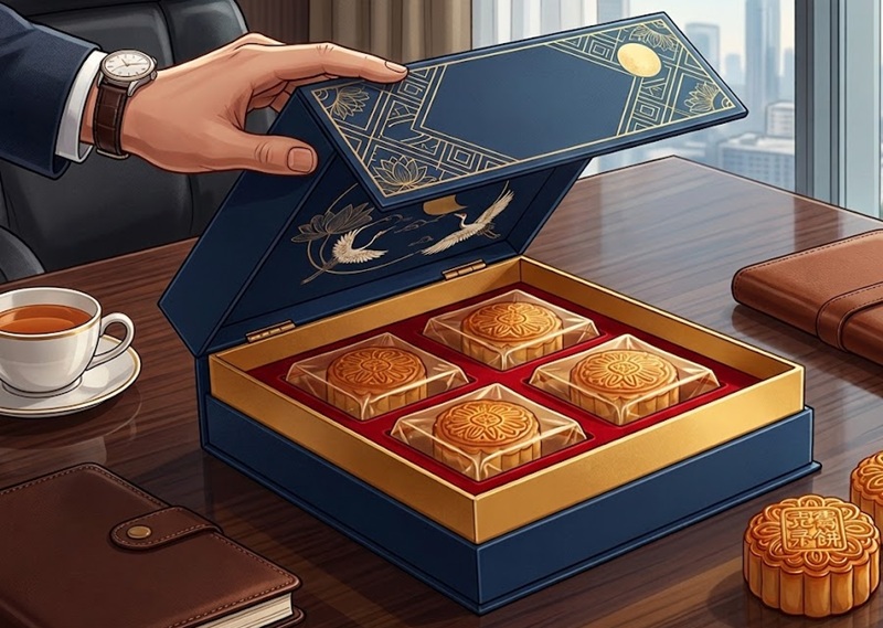 Hộp bánh trung thu cao cấp nắp lật có nam châm làm quà tặng doanh nghiệp VIP