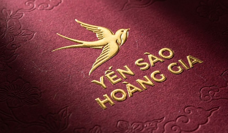 Kỹ thuật ép kim và thúc nổi logo trên hộp yến sào.