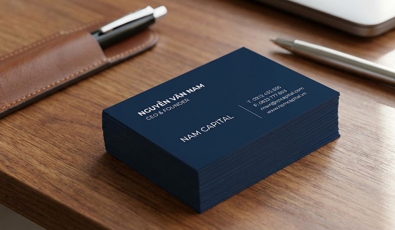 Mẫu danh thiếp góc vuông truyền thống sang trọng cho doanh nhân.