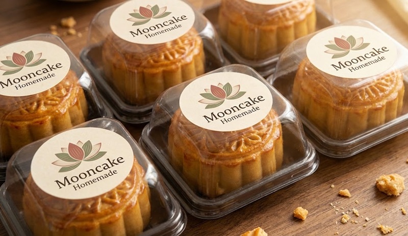 Mẫu tem dán bánh trung thu handmade đẹp sang trọng.