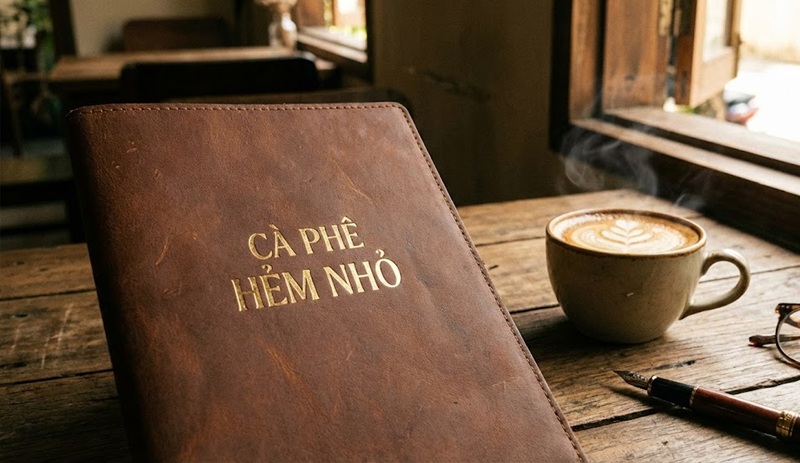 Mẫu menu bìa da ép kim cao cấp, cổ điển.