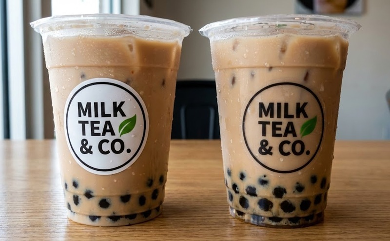 So sánh sticker decal sữa và decal trong dán ly trà sữa.